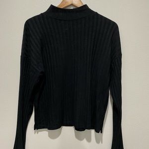 Black ribbed knit turtle neck